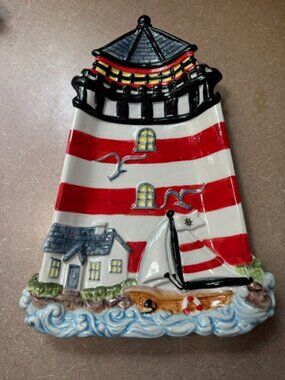 Lighthouse ceramic snack dish